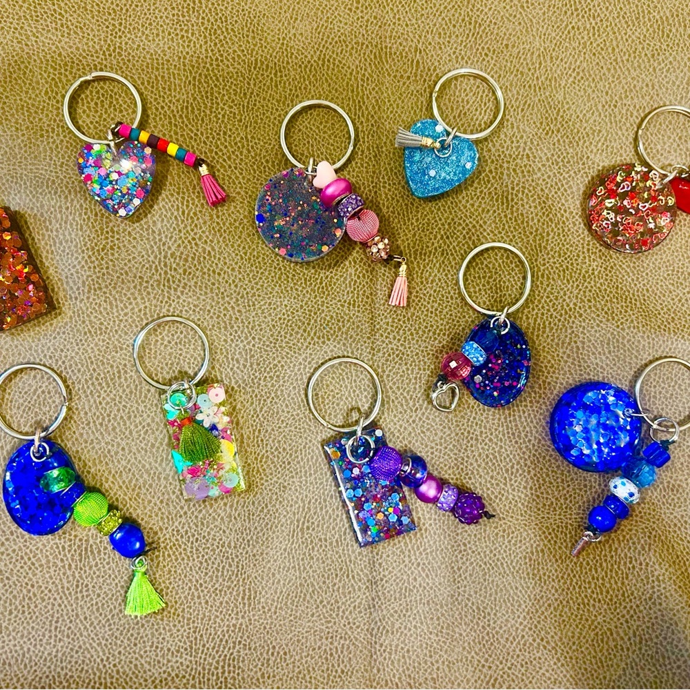 Colorful Glitter Keychains Set